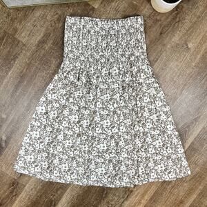 NWT Rails Selena Cafe Floral Skirt Cottagecore a line midi skirt beige